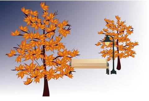 Bench in the autumn park Stock Illustration