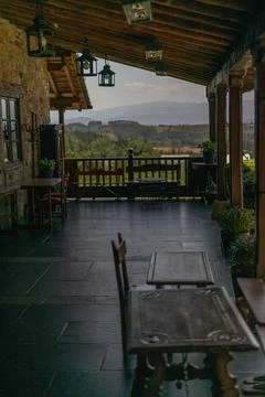 Bench on the balcony Stock Photos