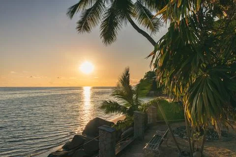 A Bench At The Beach Stock Photos