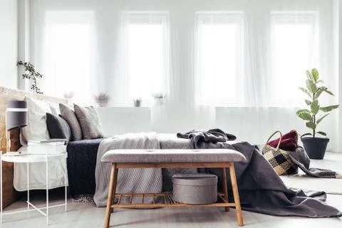 Bench by the bed Stock-Fotos