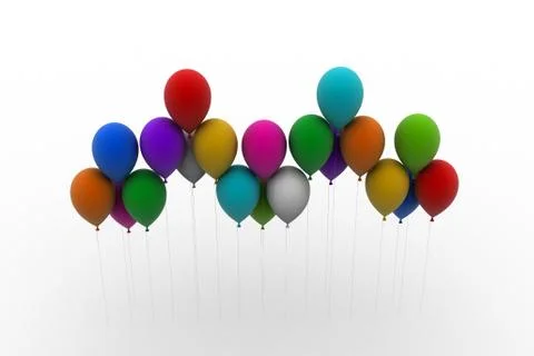 Bench of color balloons Stock Illustration