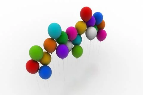 Bench of color balloons Stock Illustration