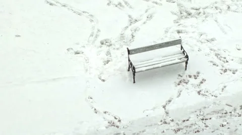 Bench covered with snow. Stock Footage 55704750