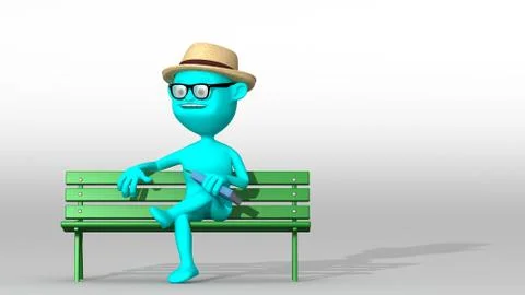 Bench cyan Illustrazione stock
