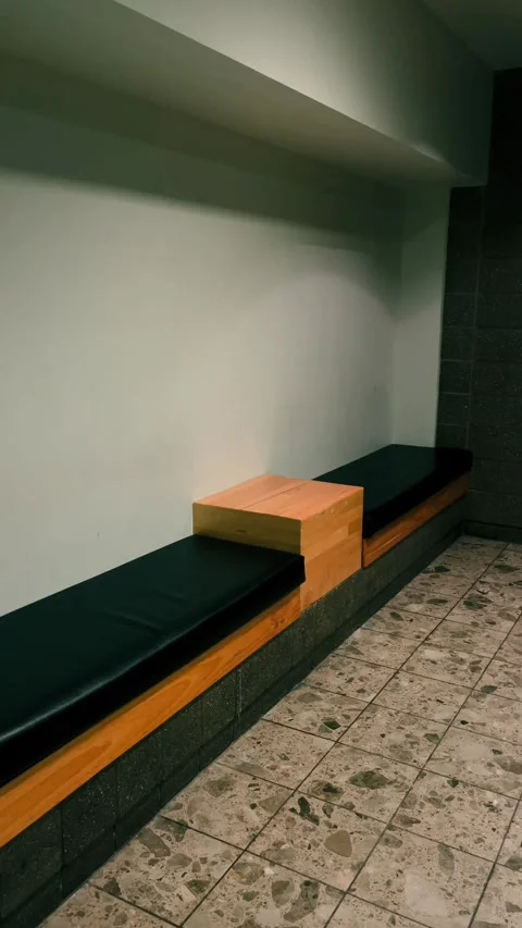 Bench at dead mall Stock Footage 279523379