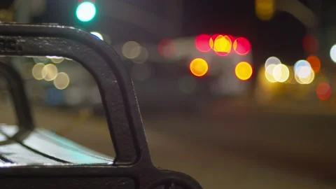 Bench On a Downtown Sidewalk Stock Footage 220901837