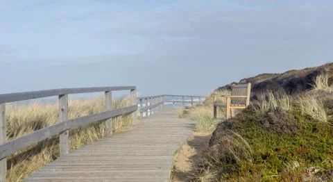 Bench on a dune Stock Photos