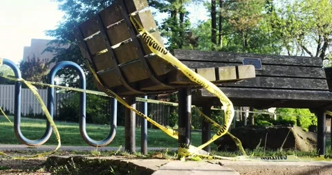 A bench during COVID-19 Stock Footage 130931738