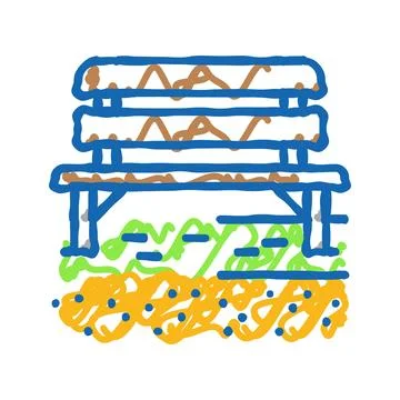 Bench elderly leisure icon doodle illustration Stock Illustration