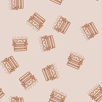 Bench elderly leisure line seamless pattern Stock Illustration