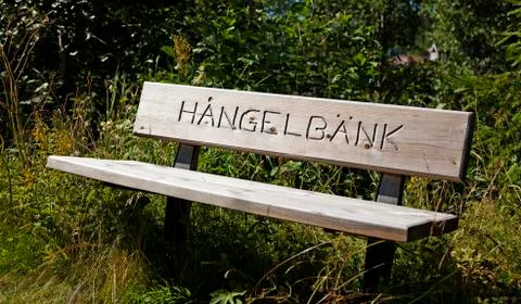 Bench in Fallforsan with the text: - make out bench Stock Photos