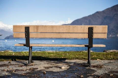 Bench in front of a lake Stock Photos