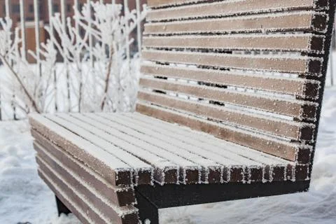Bench in frost Stock Photos