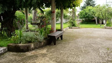 Bench in the garden Stock Photos