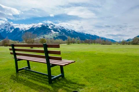 Bench on golf course Stock Photos