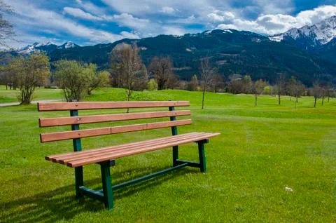 Bench on golf course Stock Photos