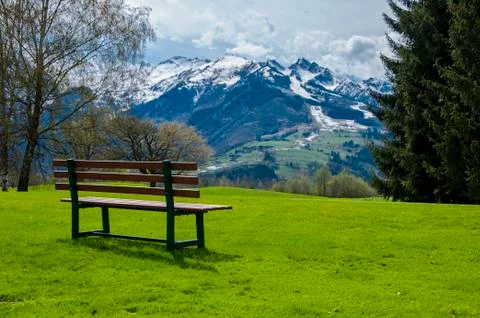 Bench on golf course Stock Photos