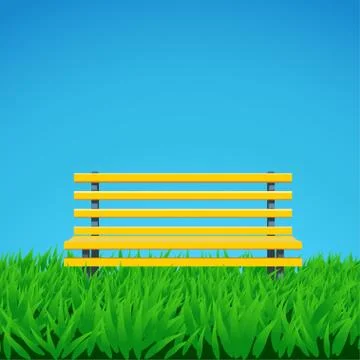 Bench on grass Stock Illustration