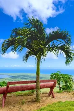 Bench on hill Stock Photos