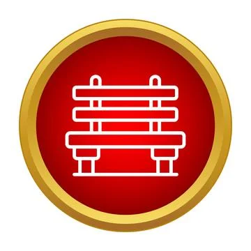 Bench icon vector illustration in a red and gold circle Stockillustratie