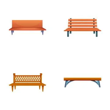 Bench icons set cartoon vector. Bench for park or garden Ilustración de archivo