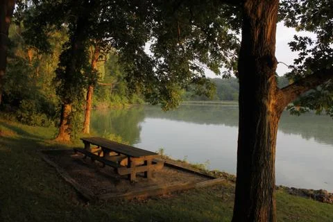 The bench by the lake Stock Photos