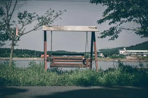 Bench by the Lake Stock Photos