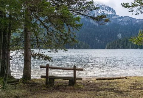 Bench at the lake Stock Photos
