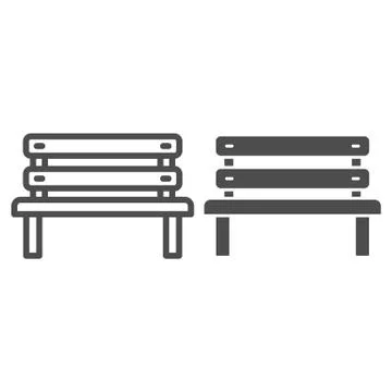 Bench line and solid icon, Oktoberfest concept, Park chair sign on white Illustrazione stock