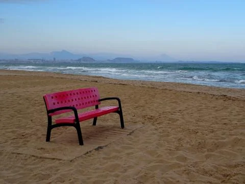 Bench looking at the sea Stock Photos