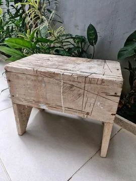 Bench made with construction wood Stock Photos