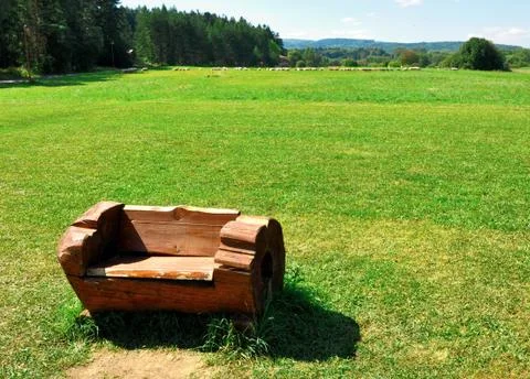 Bench on the meadow Stock Photos
