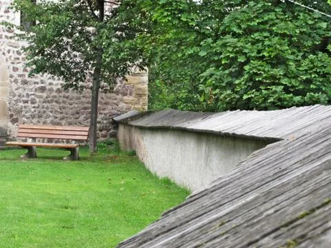Bench in a meadow Stock Photos