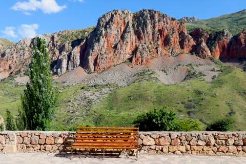 Bench in the mountains Stock Photos