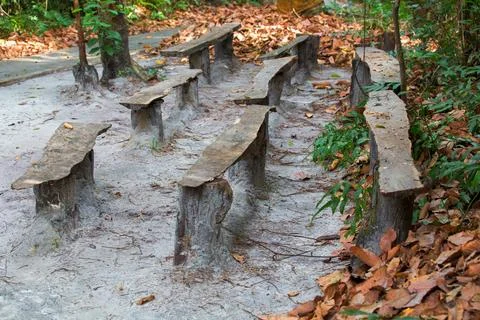 Bench in national park Stock Photos