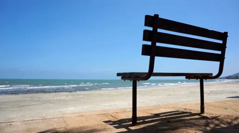 Bench near the beach Stock Footage 36440395