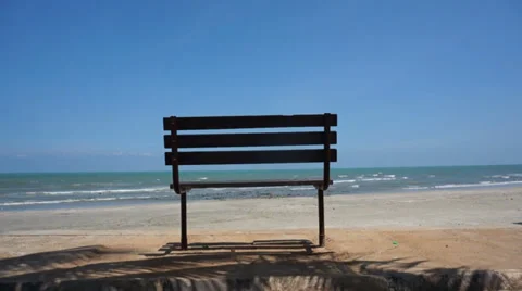 Bench near the beach Stock Footage 36443311