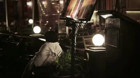 Bench in night cityscape Stock Footage 10755135