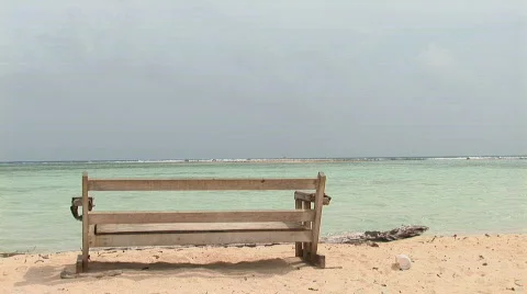 Bench at the ocean Stock Footage 95071