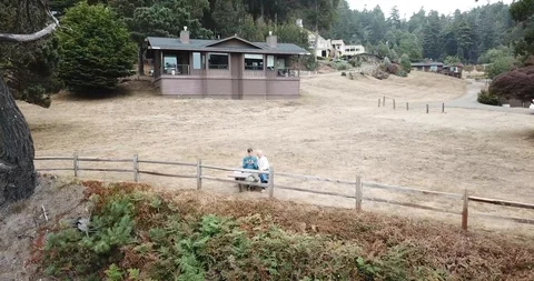 Bench by the ocean Stock Footage 94462680
