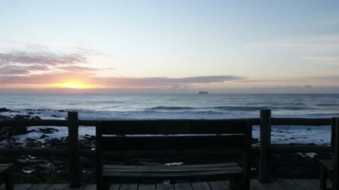 Bench Ocean Sunrise Stock Footage 131018349