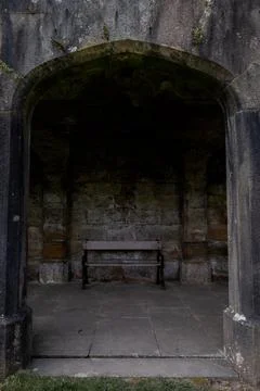 Bench in an old building 写真素材