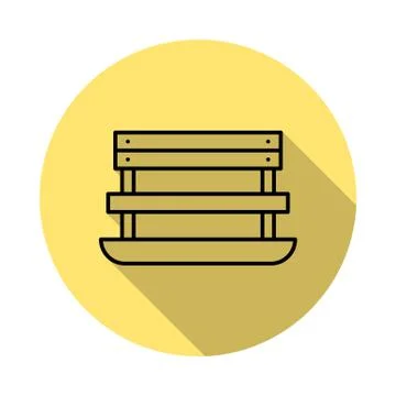 Bench outline icon in long shadow style Stock Illustration