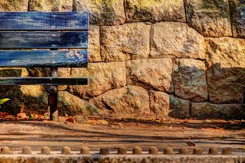 Bench, park and mud dumpling Stock Photos