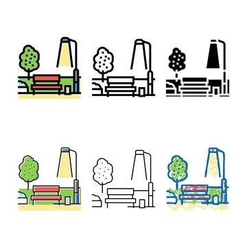 Bench park color icon vector styles 库存插图