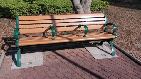 Bench at a park Stock Footage 144157825