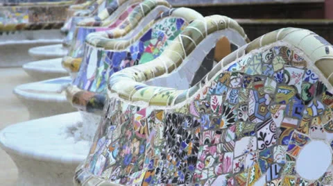 Bench in the Park Güell Stock Footage 25500800