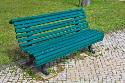 Bench in the park in Lisbon Stock Photos