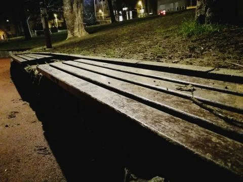 Bench in the park at night Stock Photos
