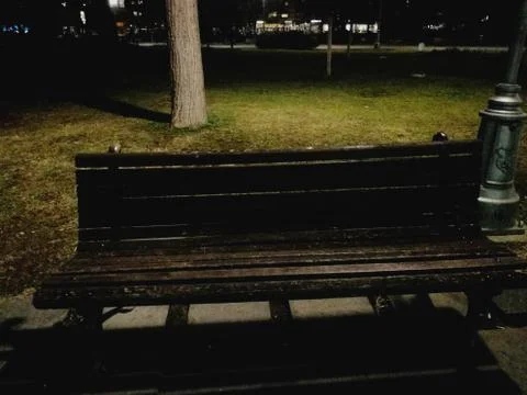 Bench in the park at night Stock Photos